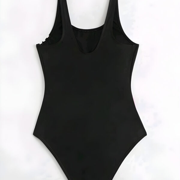 Women Color Block Black & White One Piece Swimsuit  WSW-001