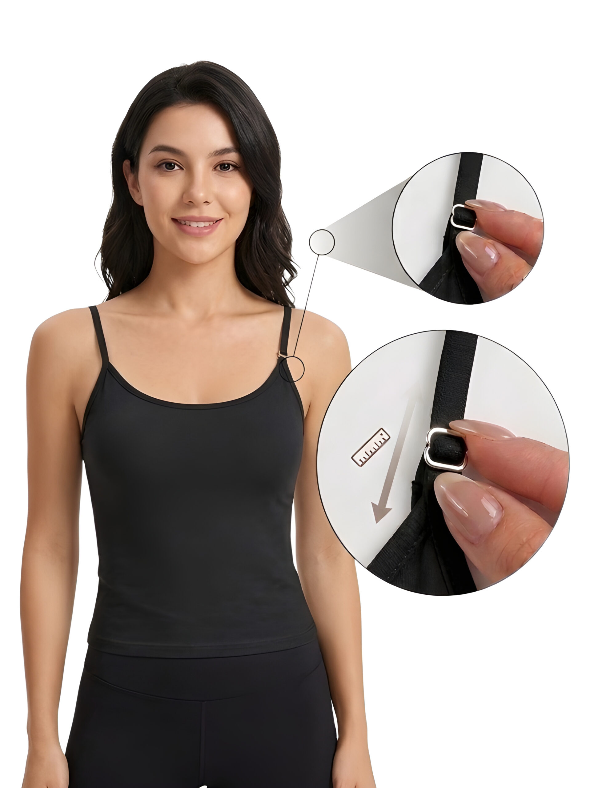 Black Solid Basic Tank Top Camisole, WAK-005