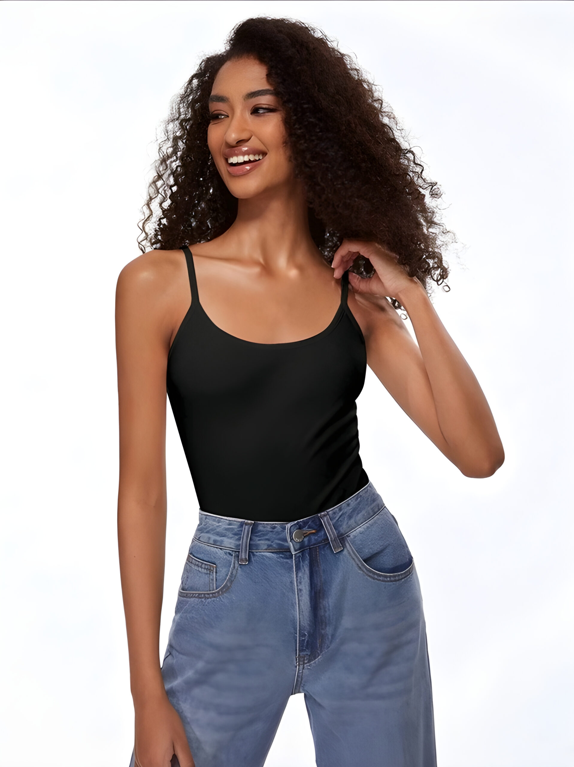 Black Solid Basic Tank Top Camisole, WAK-005