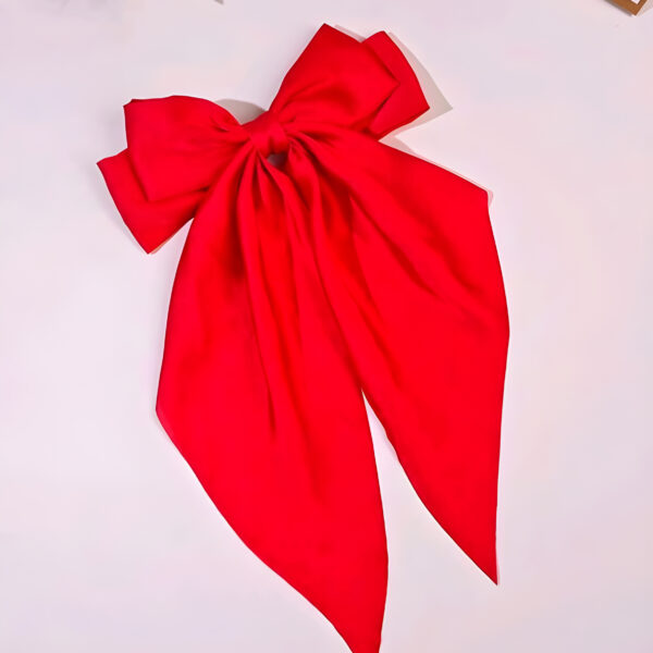 Red Women's Long Tail Bow Hair Clips , WAC-001