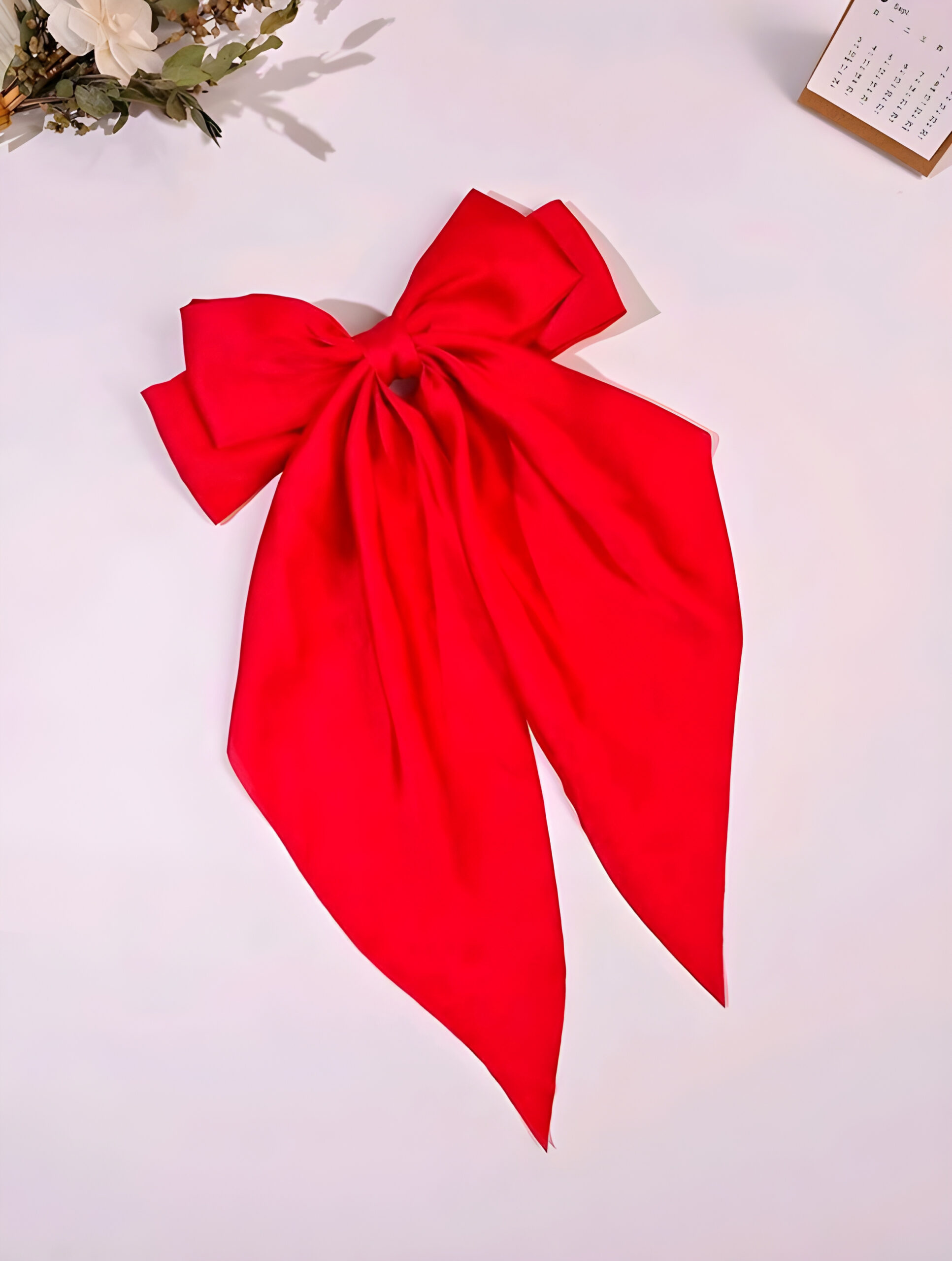 Red Women's Long Tail Bow Hair Clips , WAC-001