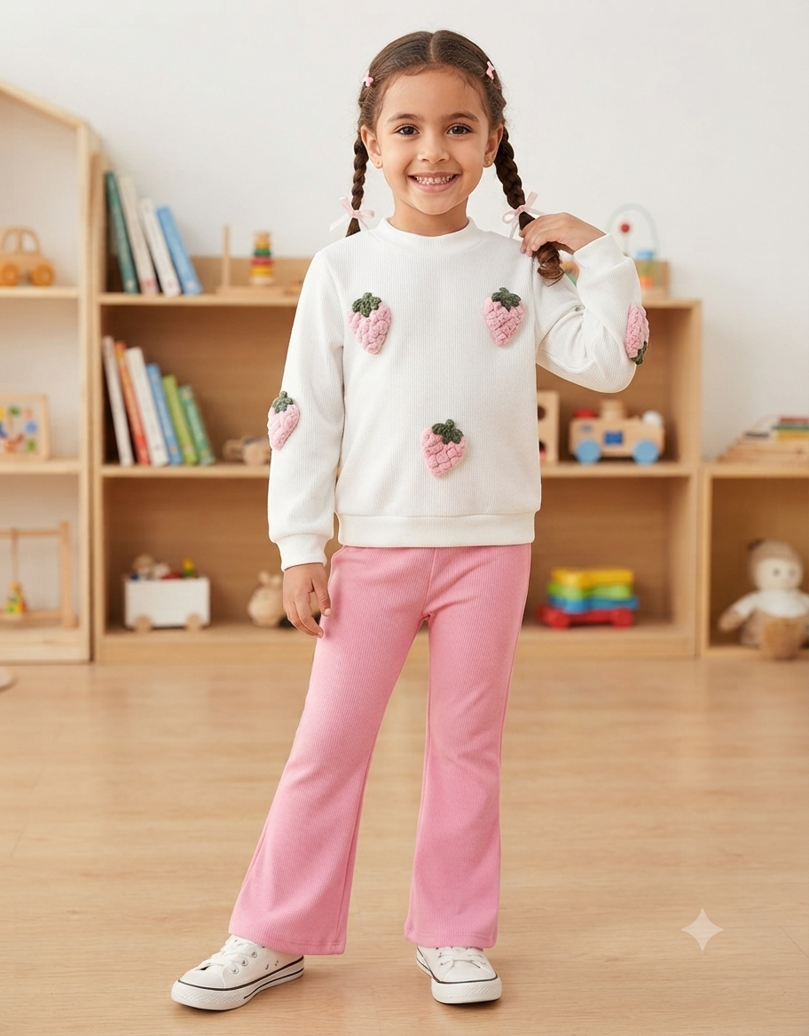 1784738024337 Young Girl Casual Round Neck Long Sleeve Top And Pink Pant 2 pics set, KTP-006