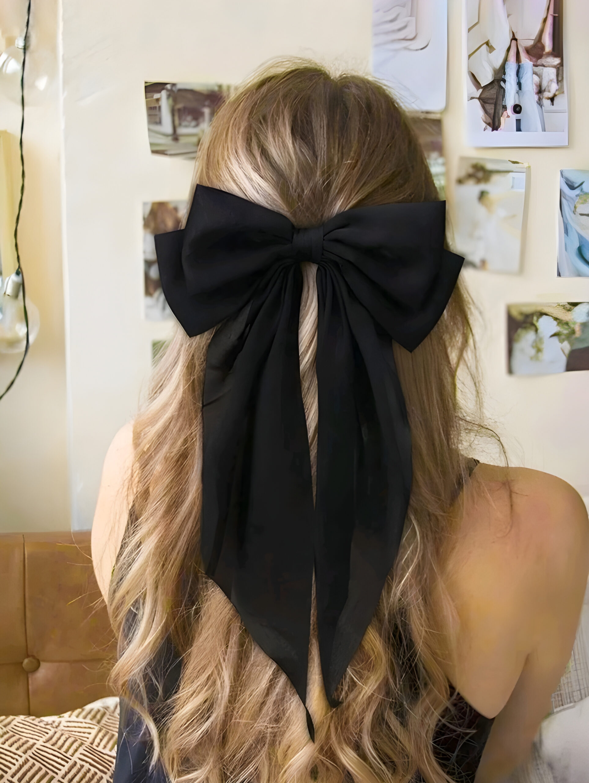Black Women's Long Tail Bow Hair Clips , WAC-003