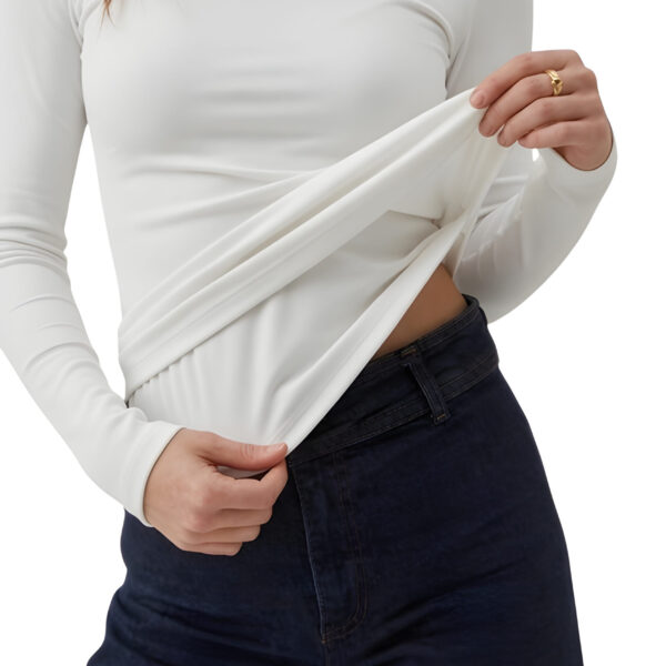 White Round-Neck Solid Basic Tank Top Long Sleeve, WAK-001