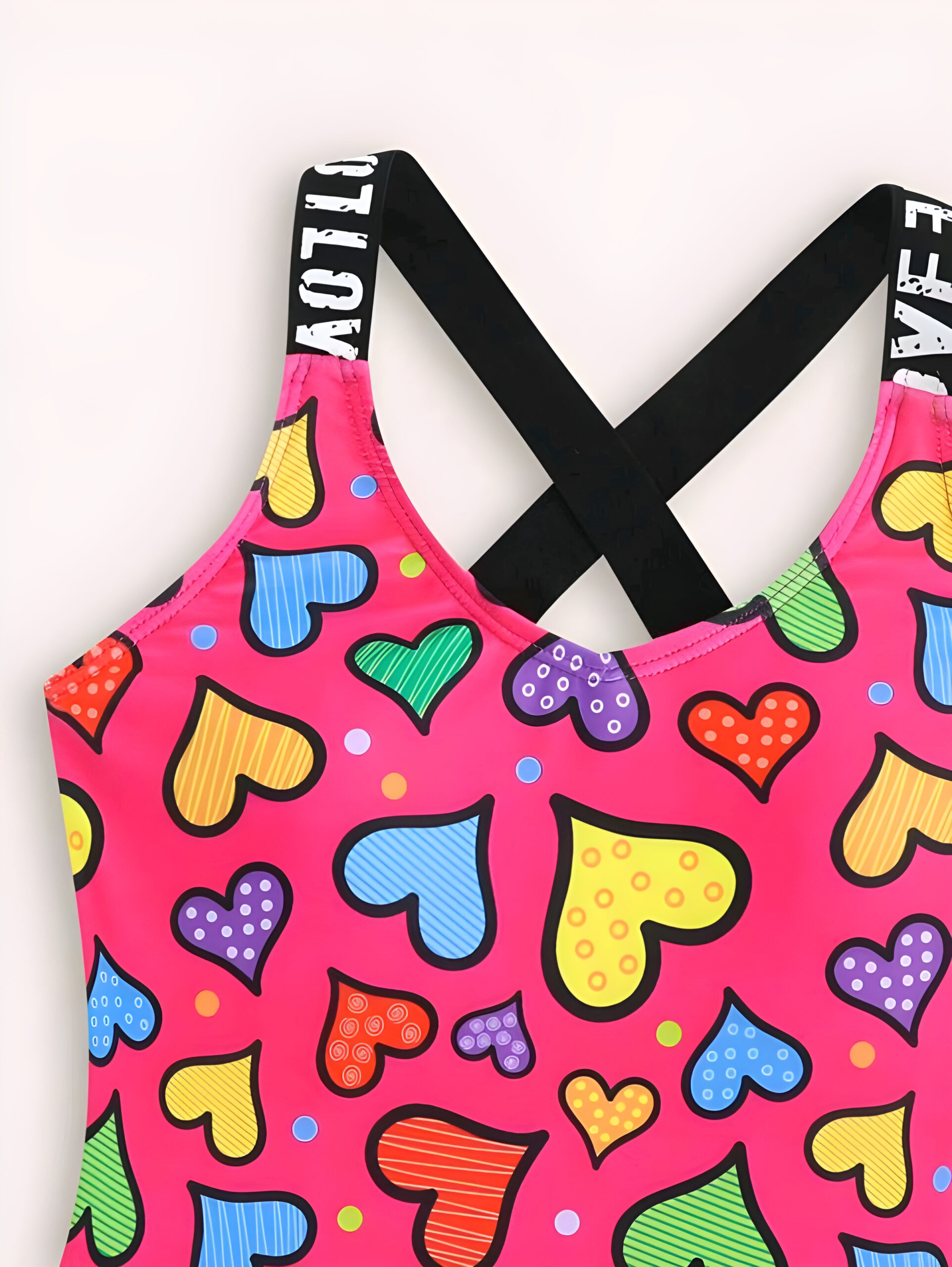 Girls One Piece Swimsuit Quick Dry Heart Red Print, KSW-0022