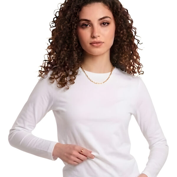 White Round-Neck Solid Basic Tank Top Long Sleeve, WAK-001