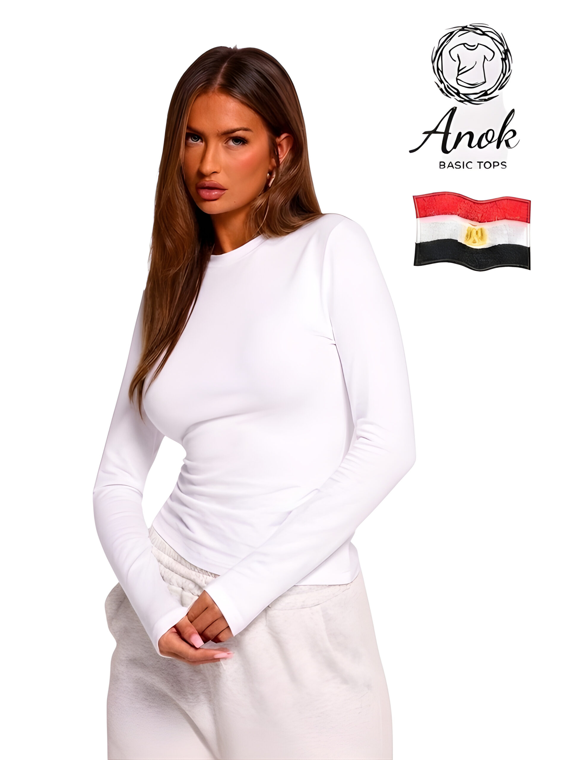 30d8beca-a792-457b-bd29-241fea0ae027 White Round-Neck Solid Basic Tank Top Long Sleeve, WAK-001
