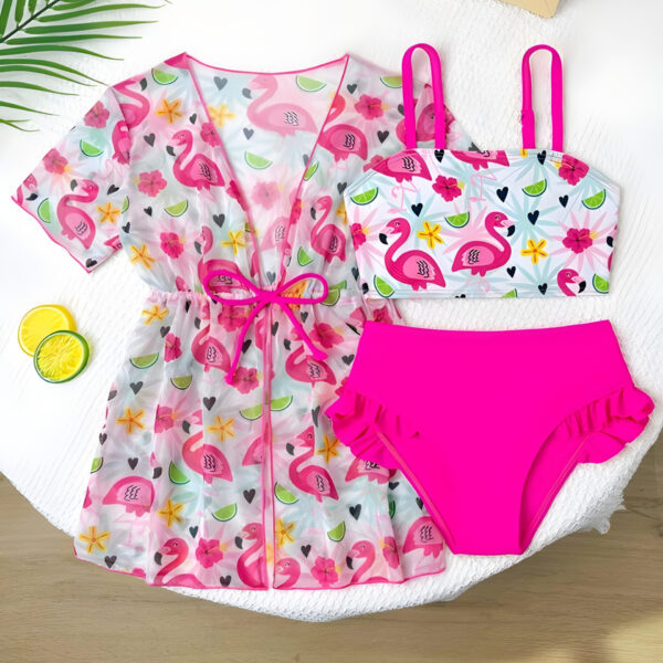 GraphicGems 3pcs/Set Young Girls Swimwear SetKids, KSW-0019