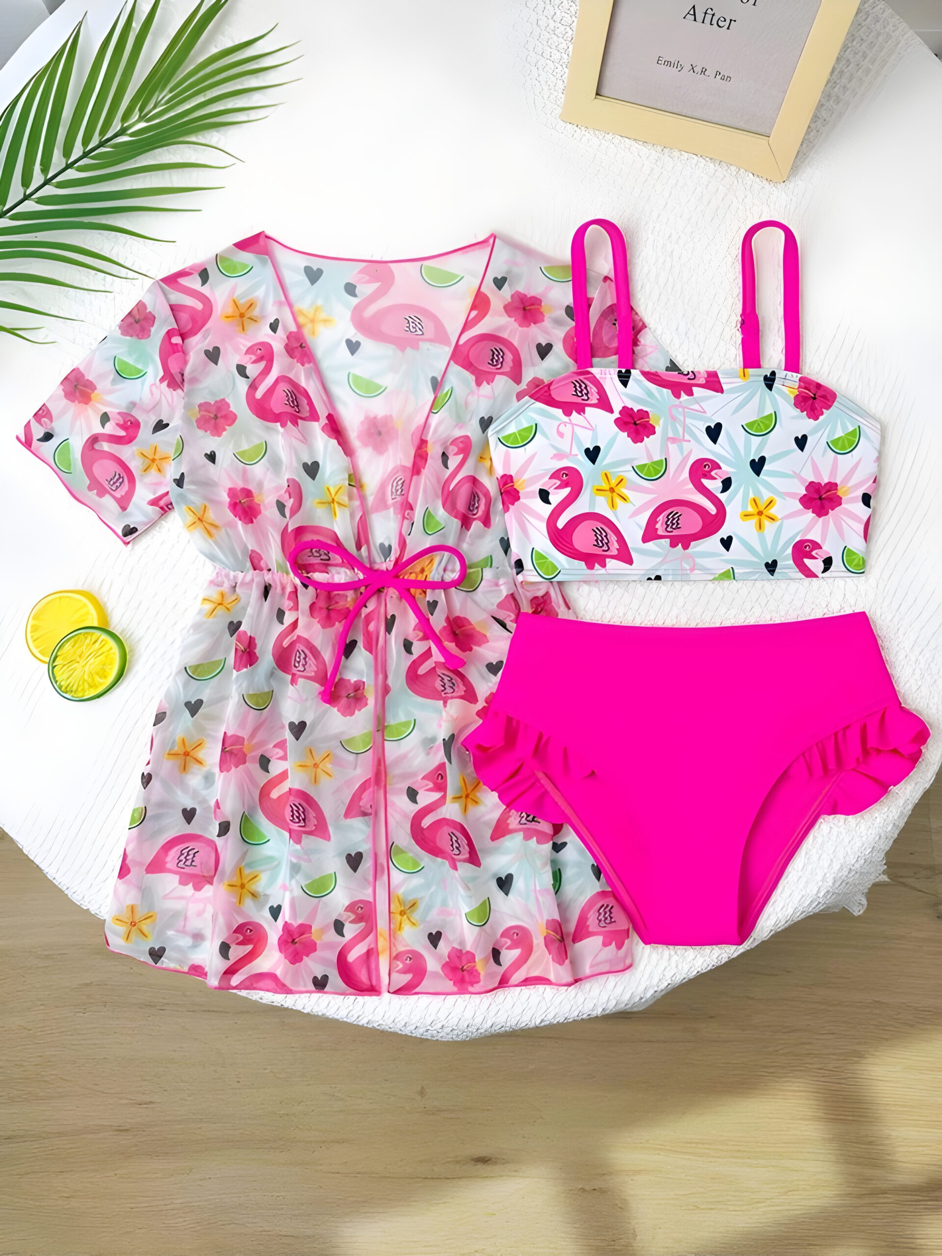 GraphicGems 3pcs/Set Young Girls Swimwear SetKids, KSW-0019