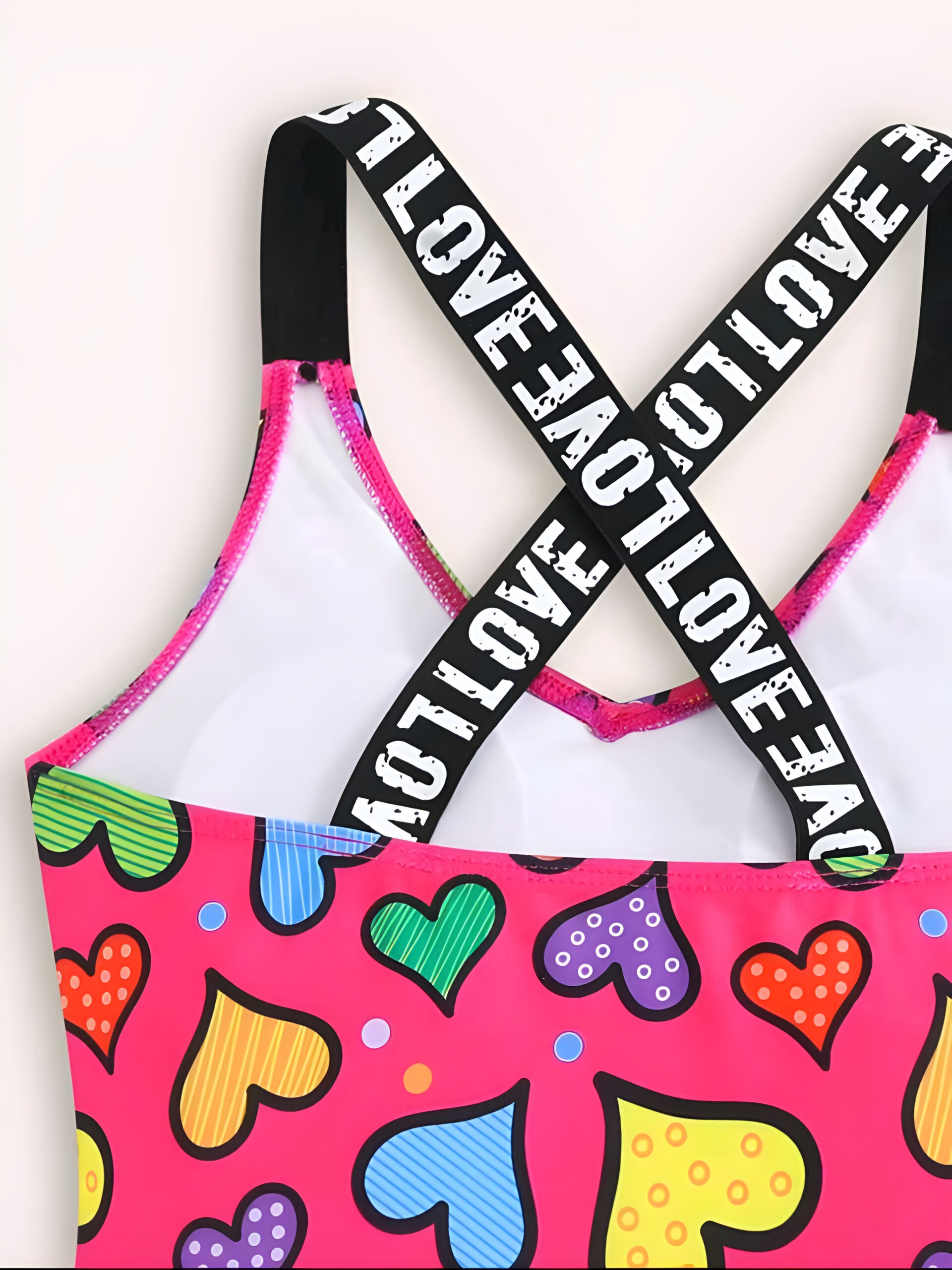 Girls One Piece Swimsuit Quick Dry Heart Red Print, KSW-0022