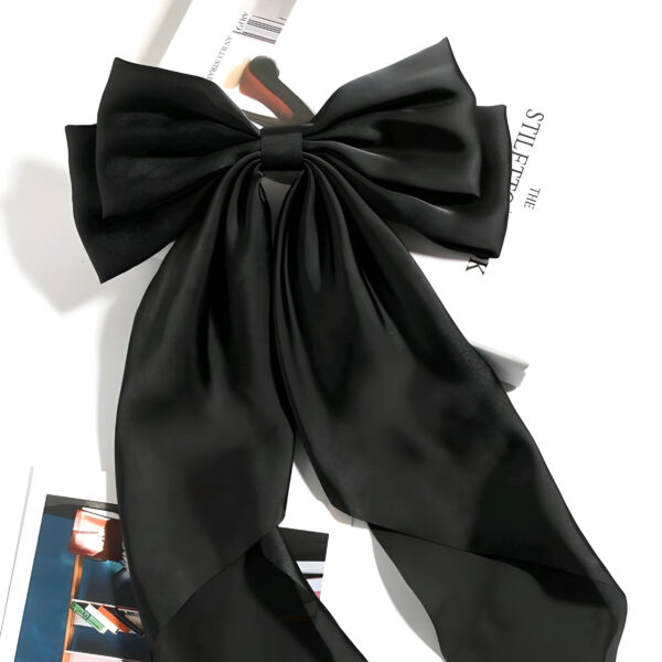4 Black Women's Long Tail Bow Hair Clips , WAC-003