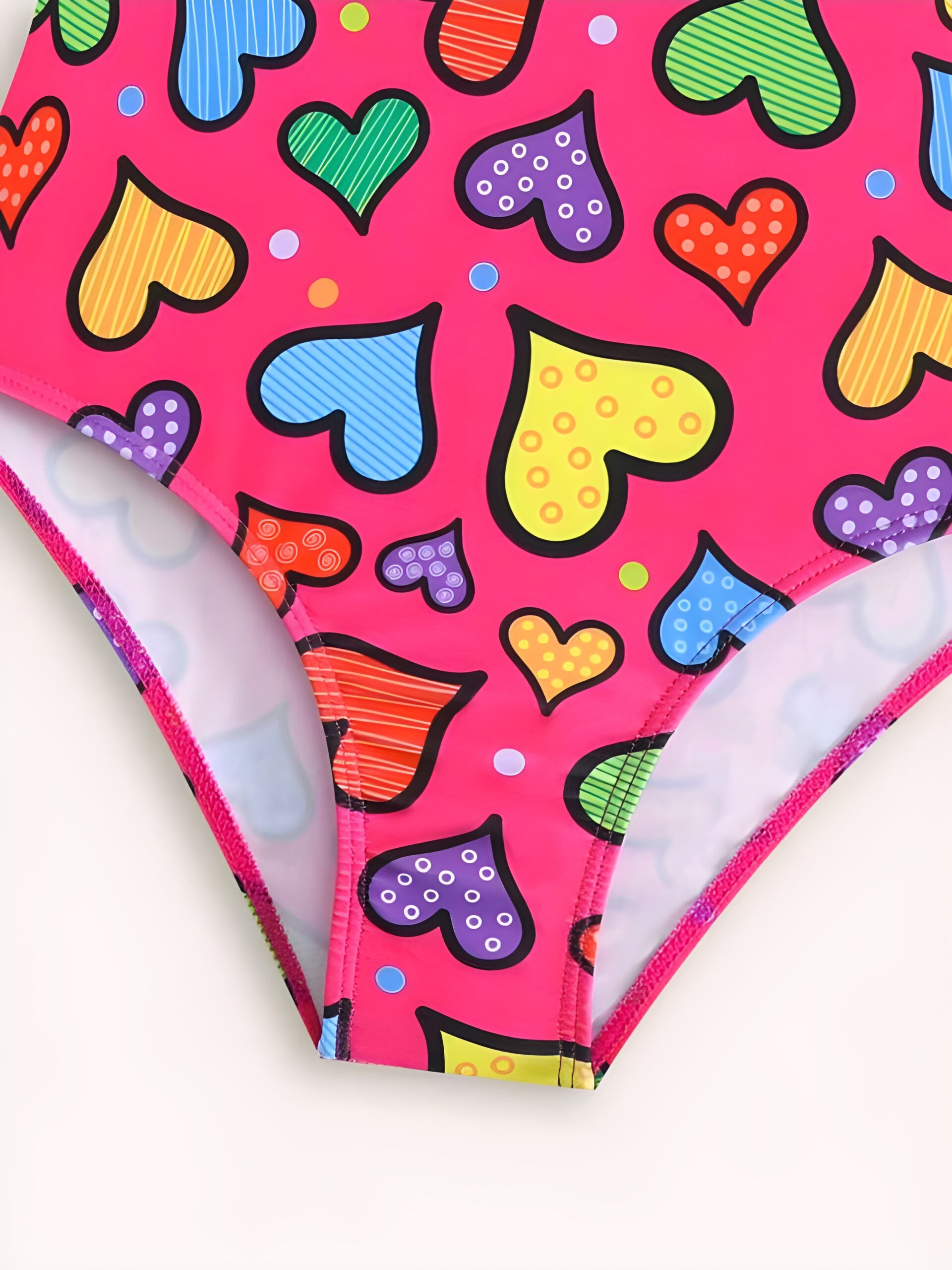 Girls One Piece Swimsuit Quick Dry Heart Red Print, KSW-0022