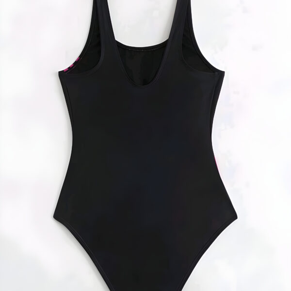 Women Color Block Black & Pink One Piece Swimsuit  WSW-008