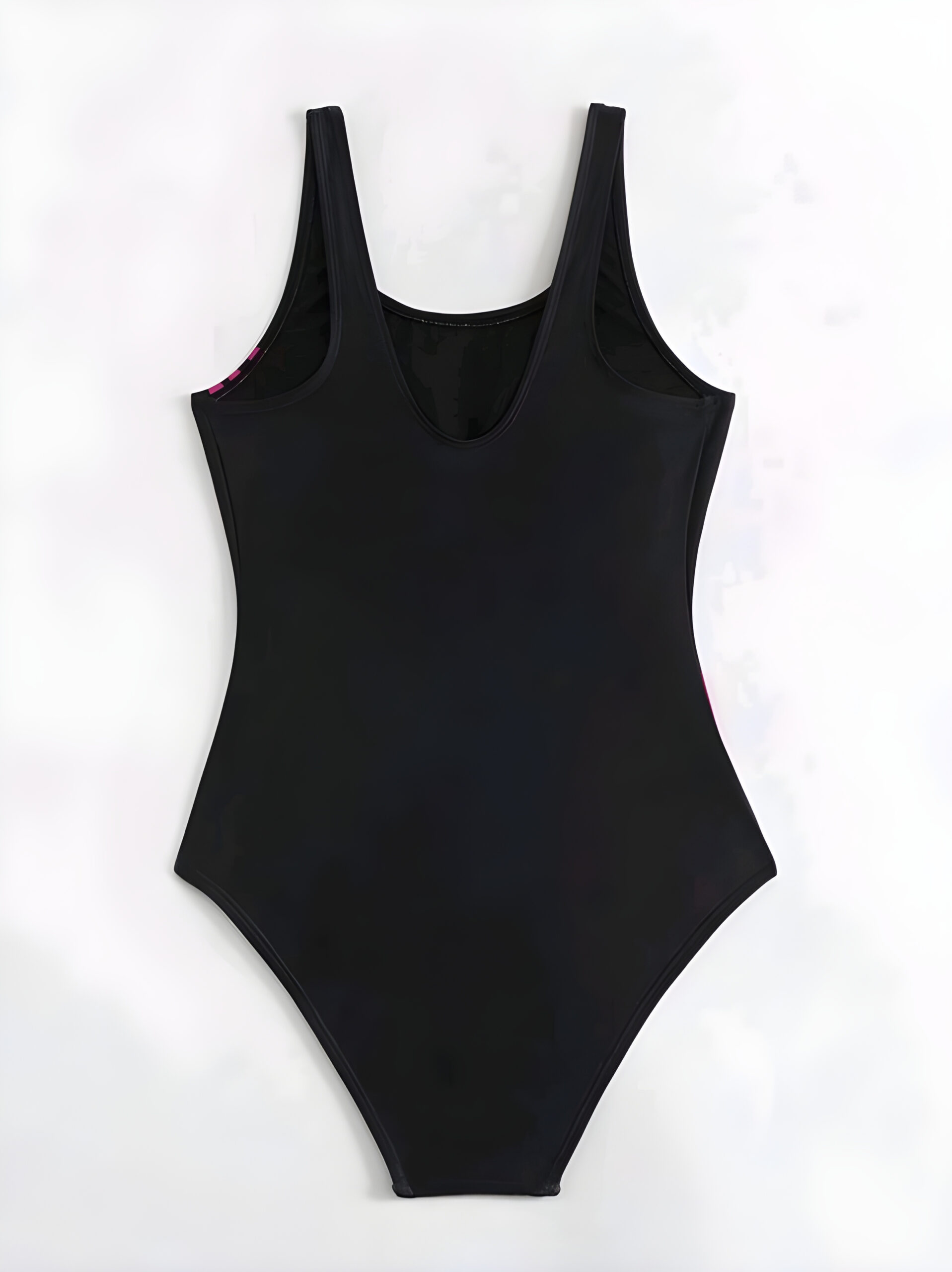 Women Color Block Black & Pink One Piece Swimsuit  WSW-008