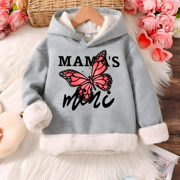 Toddler Cartoon Pattern Print Warm Hoodie, KTP-002