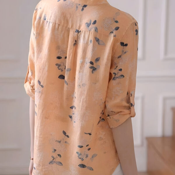 Floral Stand Collar 3/4 Sleeve Blouse, Summer, WTP-003