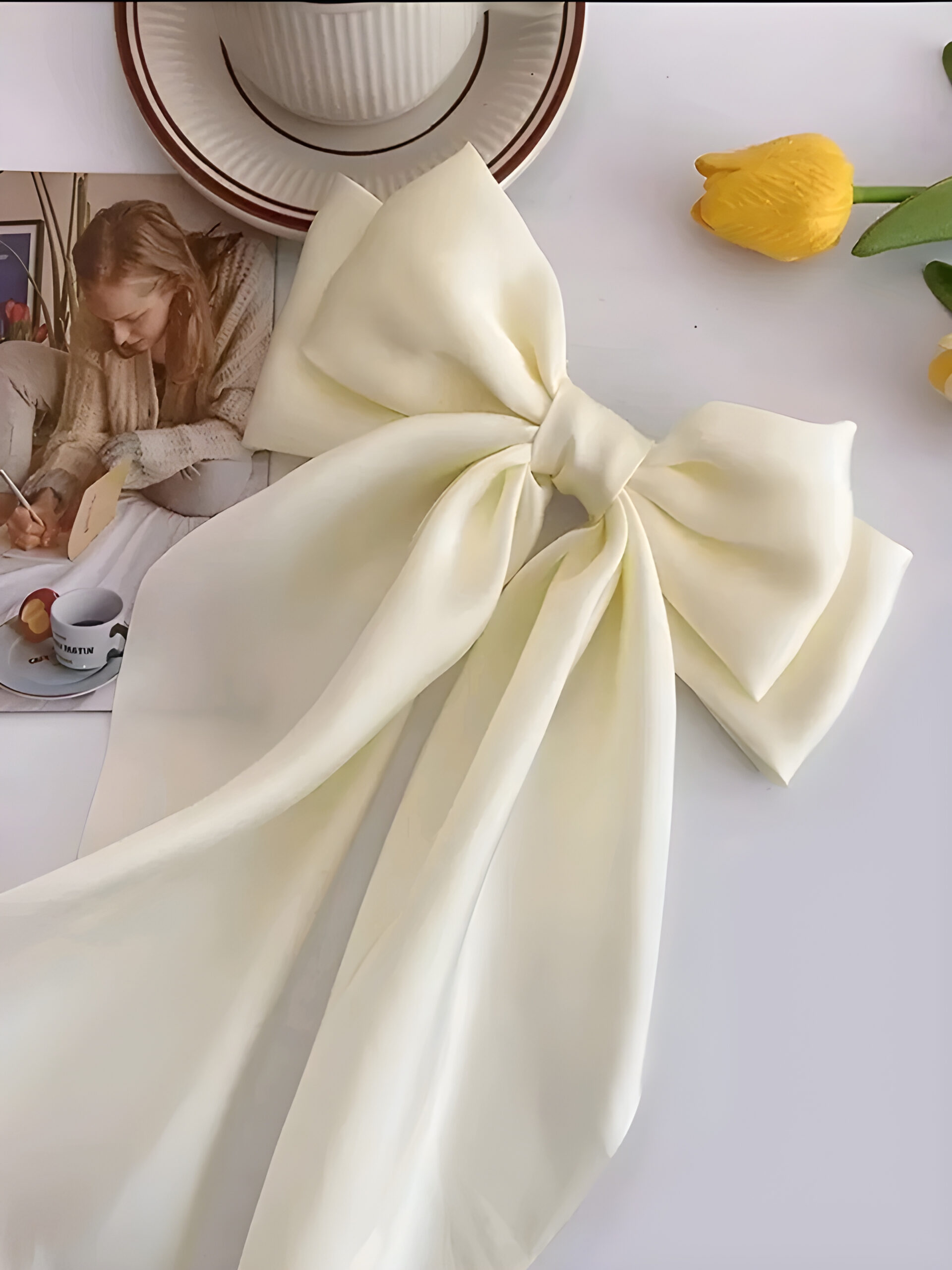 Off-White Women's Long Tail Bow Hair Clips , WAC-005