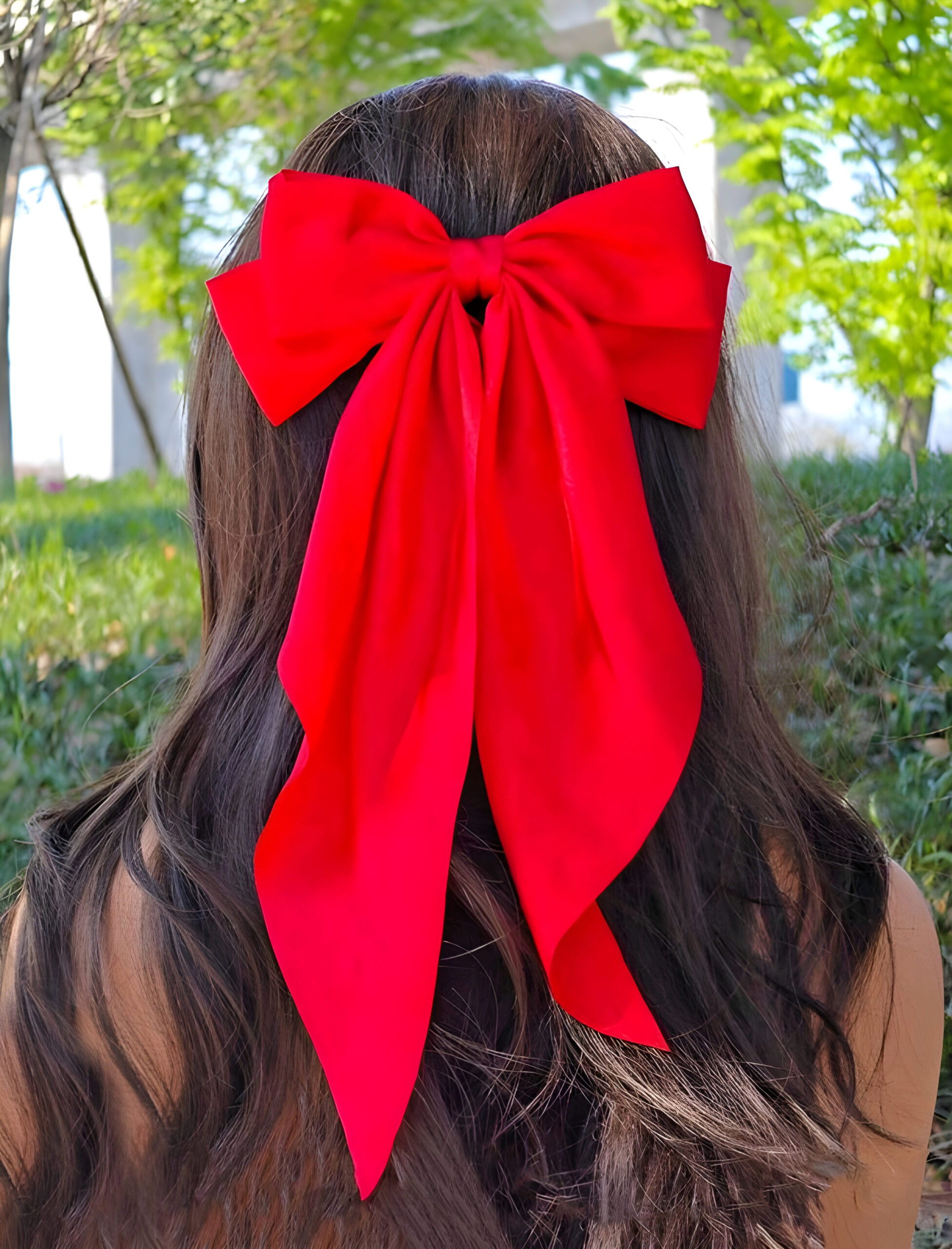 8 Red Women's Long Tail Bow Hair Clips , WAC-001