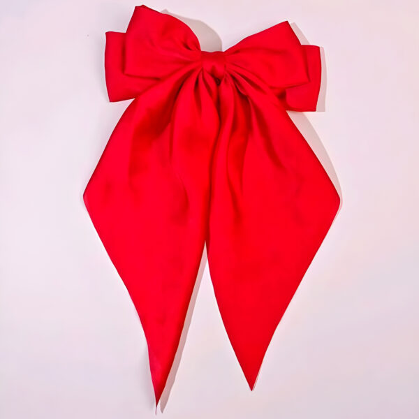 Red Women's Long Tail Bow Hair Clips , WAC-001