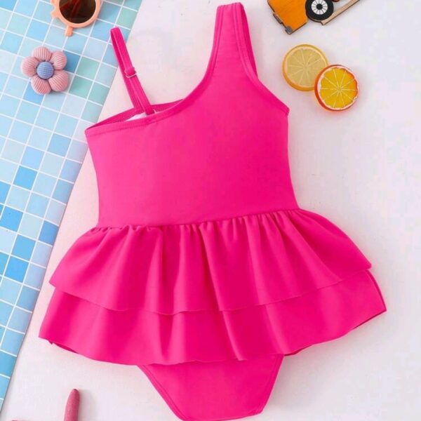 Young Girl Solid Color 3D Flower One-Piece Swimsuit, Kids, KSW-001