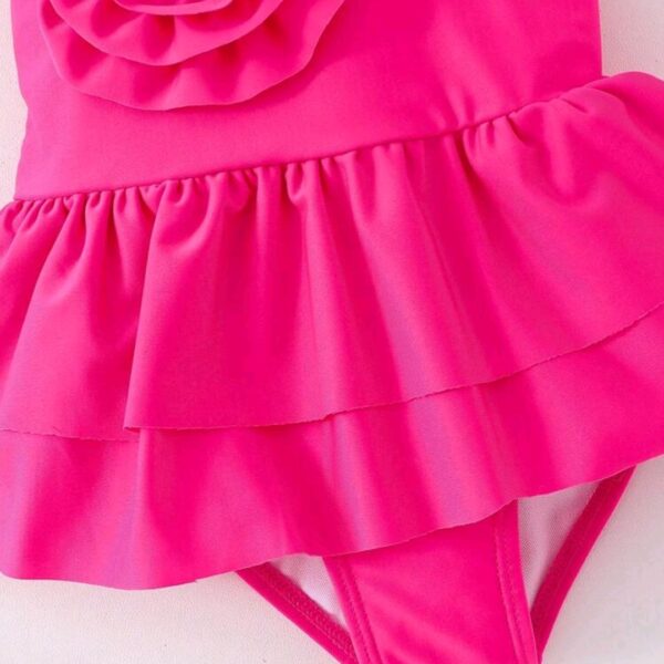Young Girl Solid Color 3D Flower One-Piece Swimsuit, Kids, KSW-001