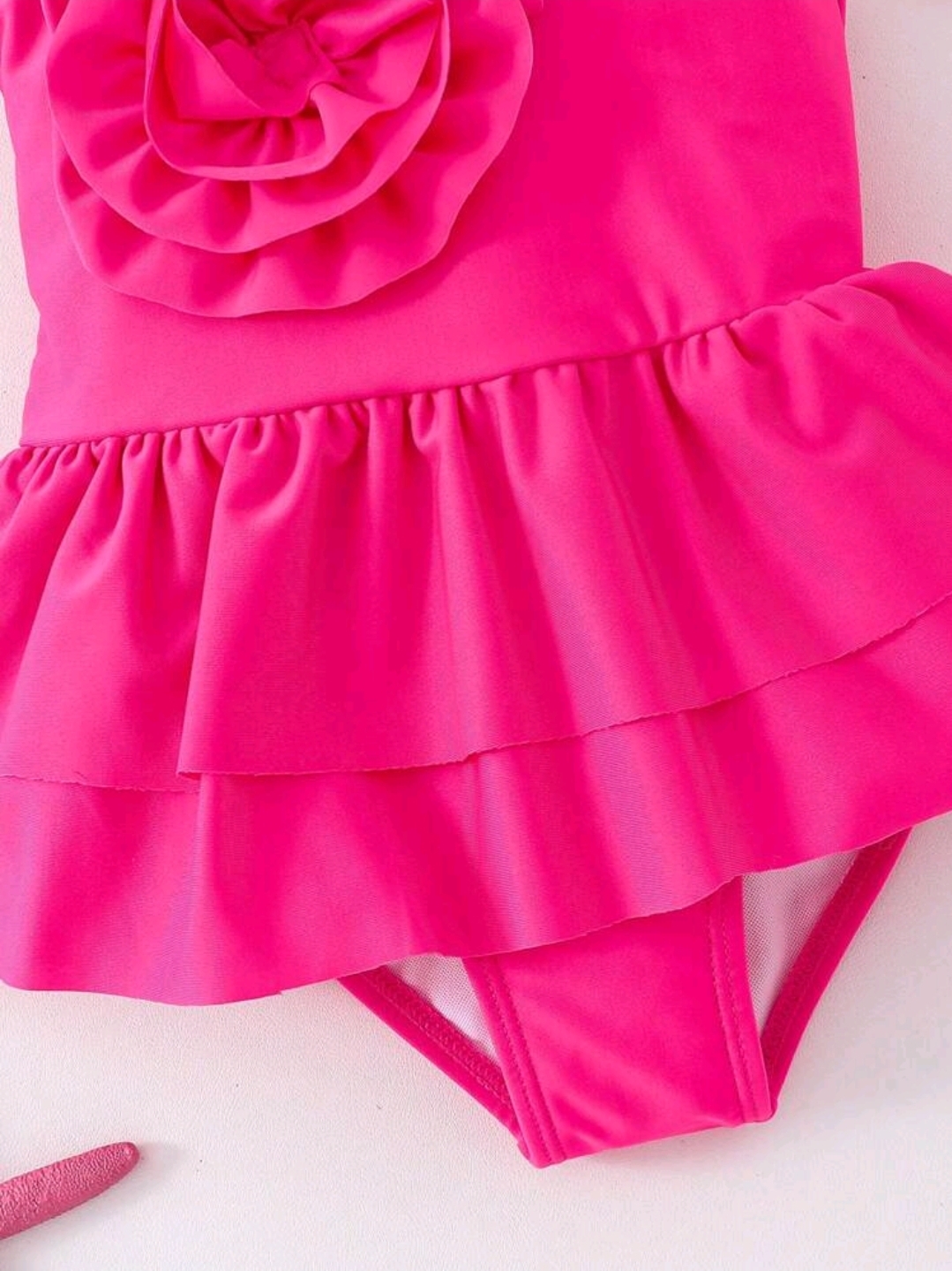 Young Girl Solid Color 3D Flower One-Piece Swimsuit, Kids, KSW-001
