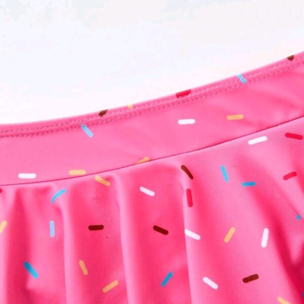 Kids 2pcs/Set Toddler Young Girl Donut Print Bow Decor Tankini Swimwear, Kids, KSW-003