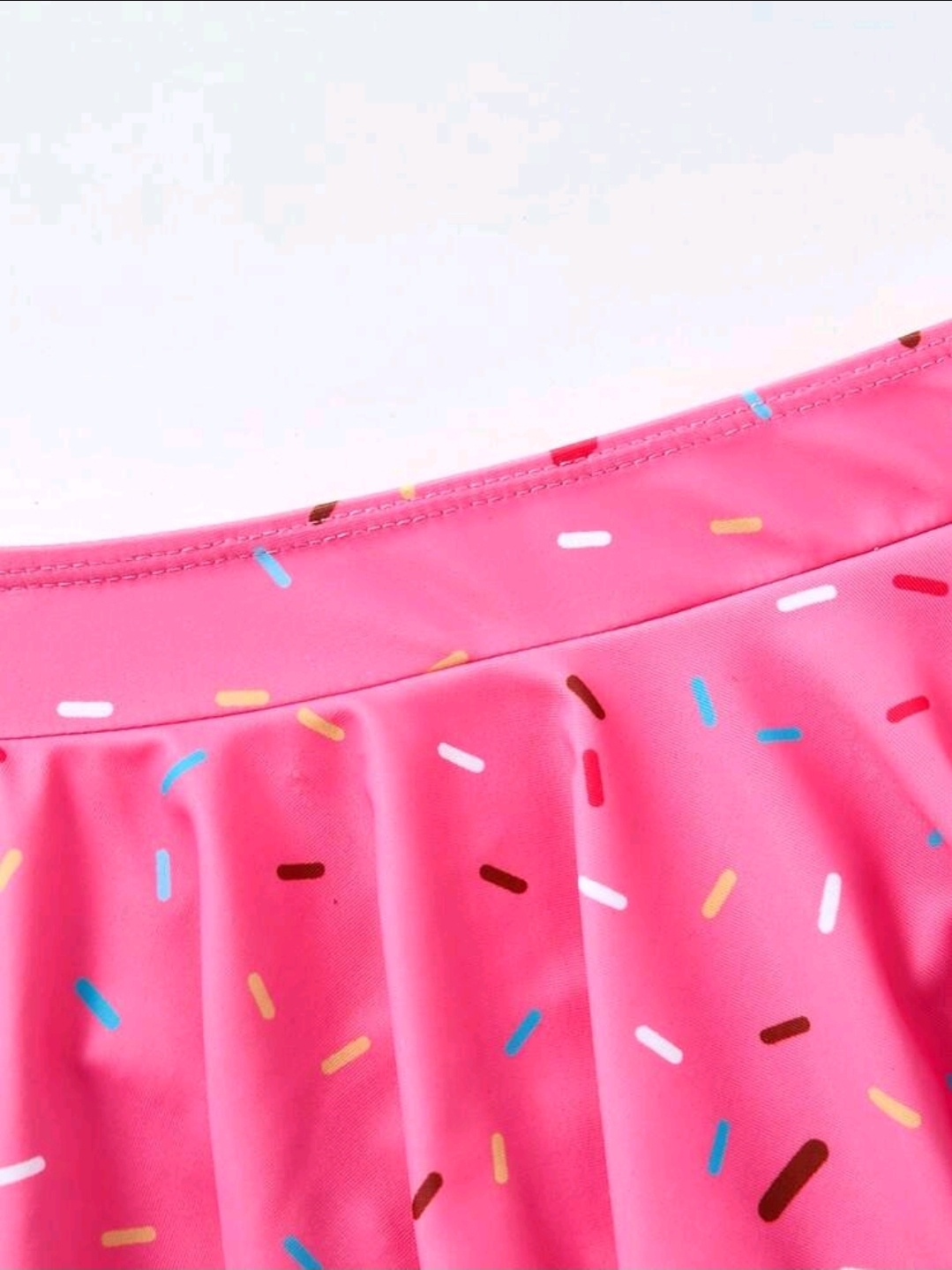 Kids 2pcs/Set Toddler Young Girl Donut Print Bow Decor Tankini Swimwear, Kids, KSW-003