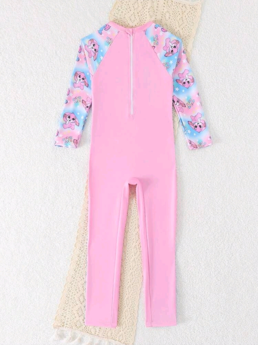 Girls Cartoon Character Stitch Long Sleeve Swimsuit, Long Pants Swimwear Set Kids, KSW-005