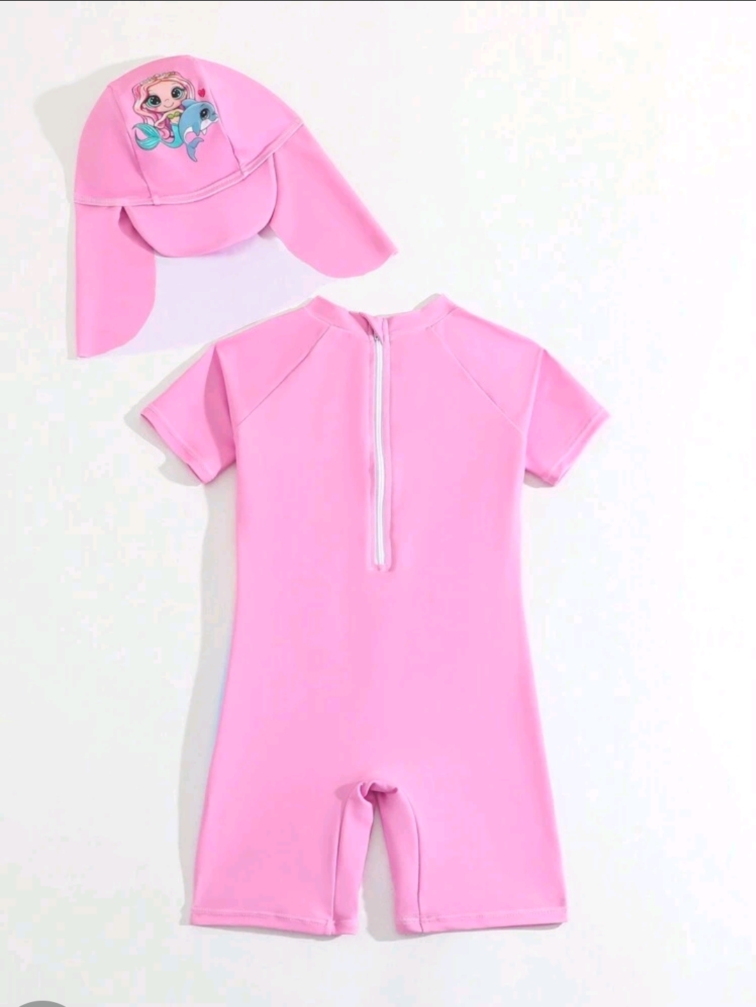 Young Girl One-Piece Swimsuit With Printed Design And Free Cap Swimwear, Kids, KSW-006