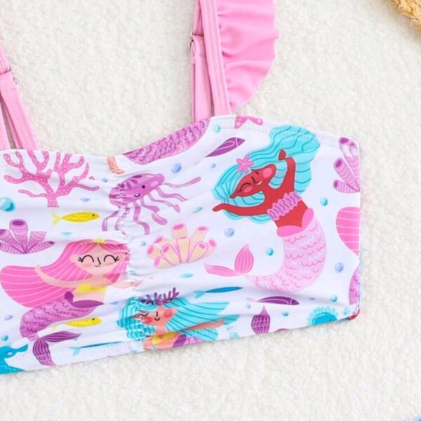 3 Pieces Young Girls Printed Bikini Set With Ruffles,Kids Swimsuits, Kids, KSW-007