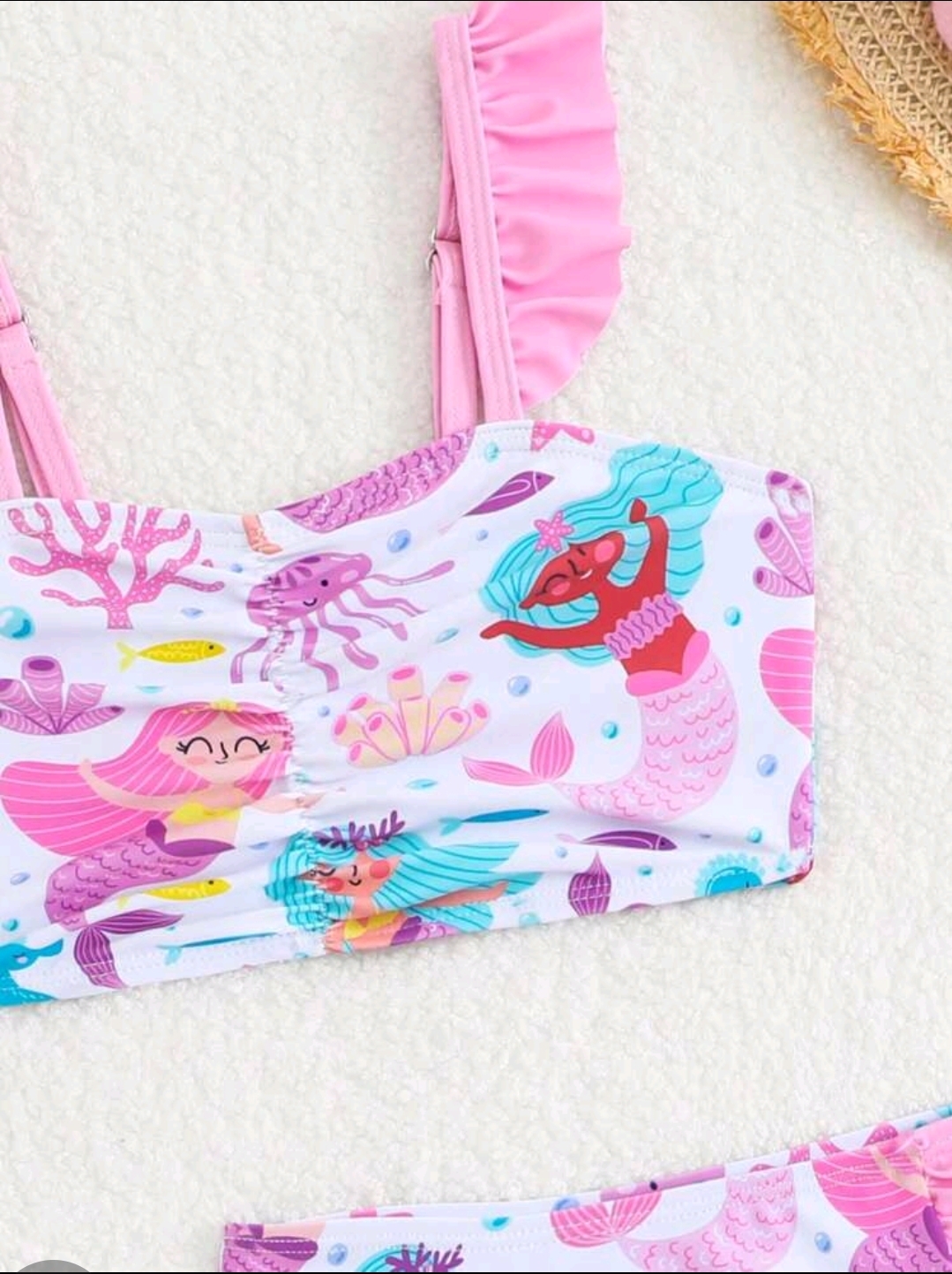 3 Pieces Young Girls Printed Bikini Set With Ruffles,Kids Swimsuits, Kids, KSW-007