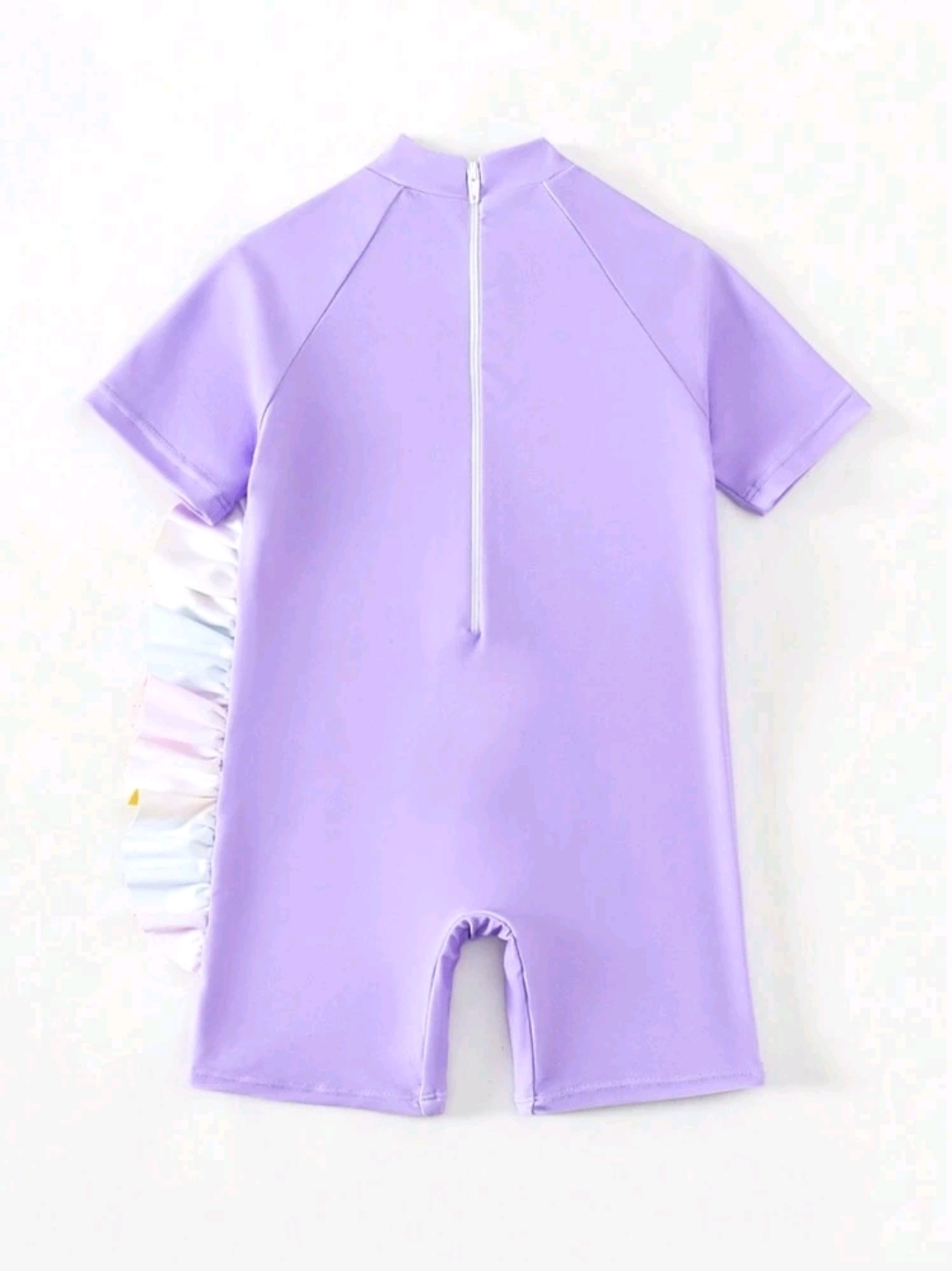 Young Girl Cute Cartoon Unicorn Printed Off-Shoulder Short Sleeve Swimsuit, Kids, KSW-0011