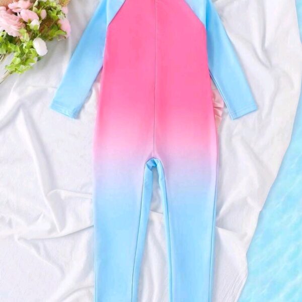 Young Girls Color Pink & Blue, Crown, Flamingo, Sleeve One-Piece Jumpsuit, KSW-0012