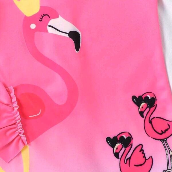 Young Girls Color Pink & Blue, Crown, Flamingo, Sleeve One-Piece Jumpsuit, KSW-0012