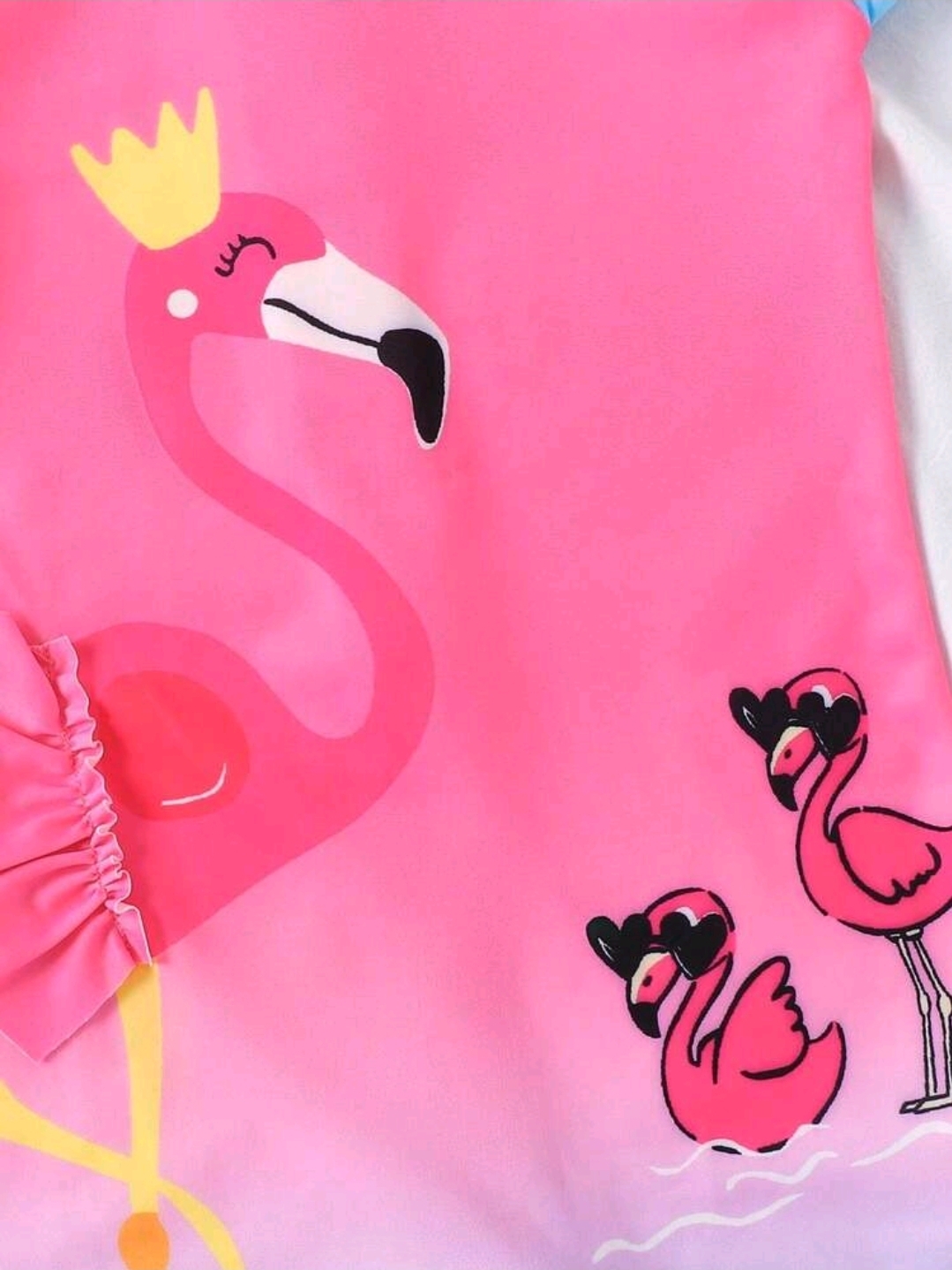 Young Girls Color Pink & Blue, Crown, Flamingo, Sleeve One-Piece Jumpsuit, KSW-0012