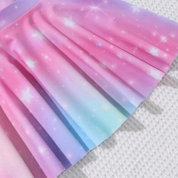 Young Girl Unicorn Print 3-Piece Swimsuit Set: One-Piece Swimsuit + Cover Up Skirt, Kids, KSW-0013