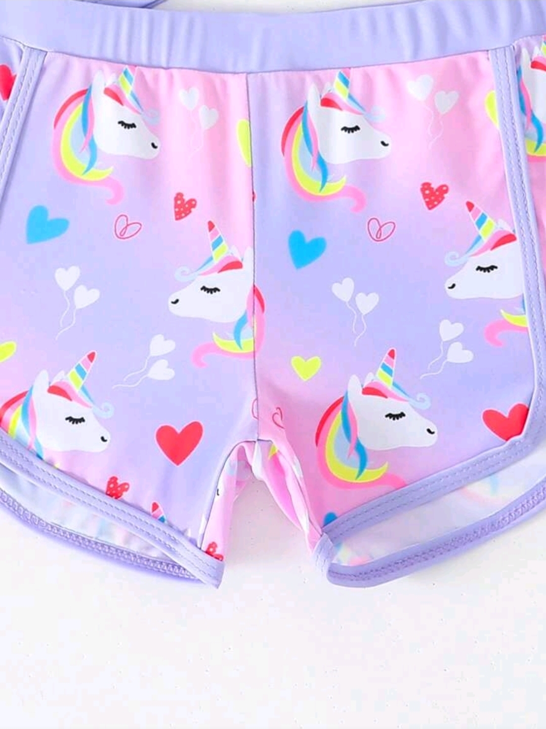 Young Girls Long Sleeve Rash Guard Swimsuits,2 Pieces Unicorn Floral Print , Kids, KSW-0015