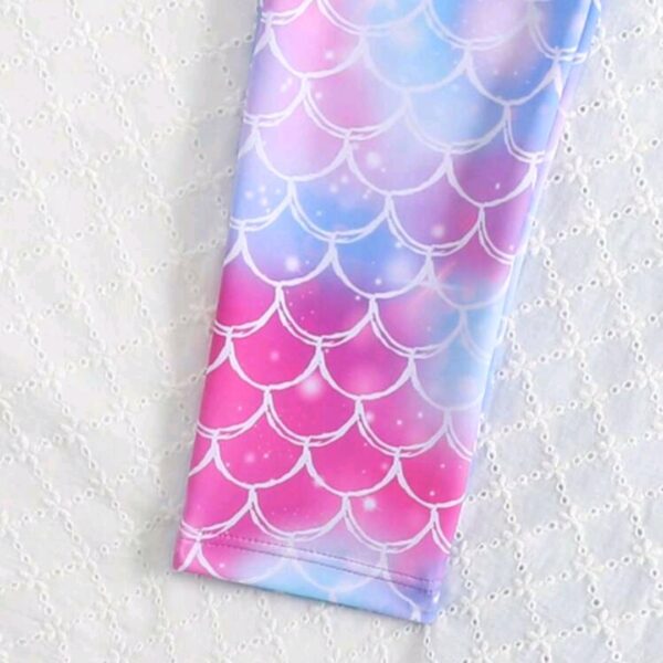 Young Girl Swimwear, Colorful Scales Print , Kids, KSW-0017