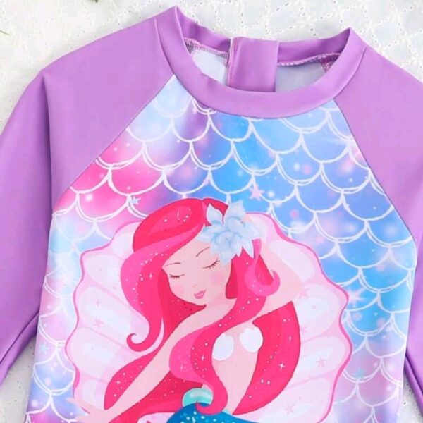 Young Girl Swimwear, Colorful Scales Print , Kids, KSW-0017
