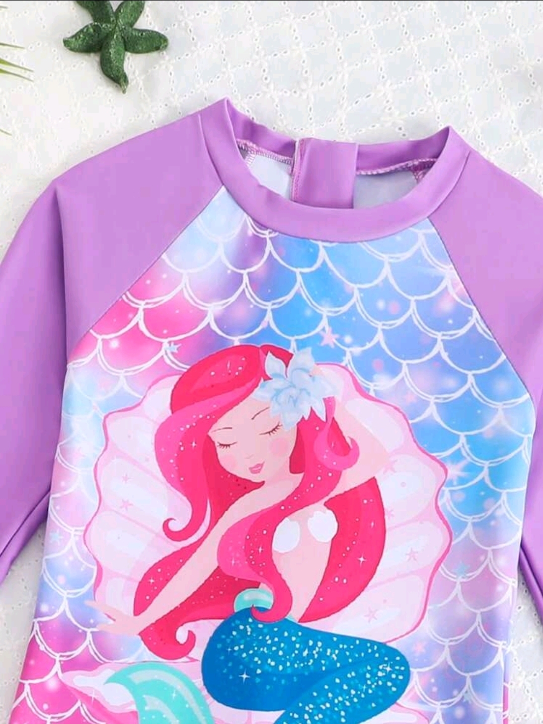 Young Girl Swimwear, Colorful Scales Print , Kids, KSW-0017