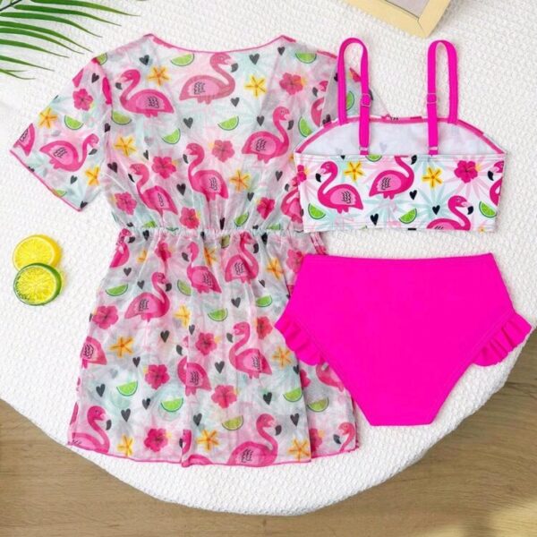 GraphicGems 3pcs/Set Young Girls Swimwear SetKids, KSW-0019
