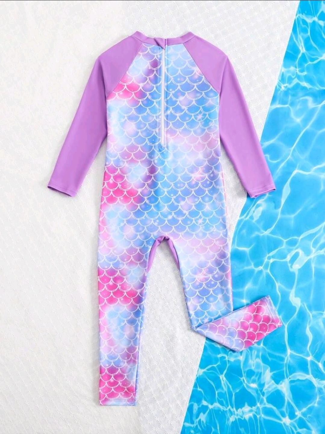 Young Girl Swimwear, Colorful Scales Print , Kids, KSW-0017