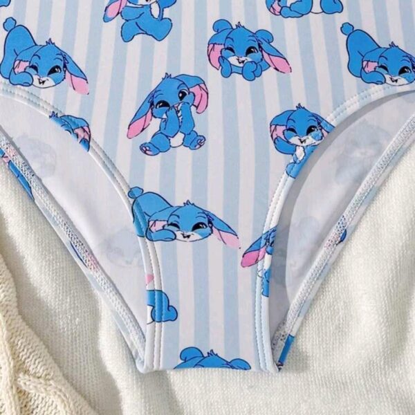 Young Girls Cute Stitch Ruffled One-Piece Swimsuit Kids, KSW-0020