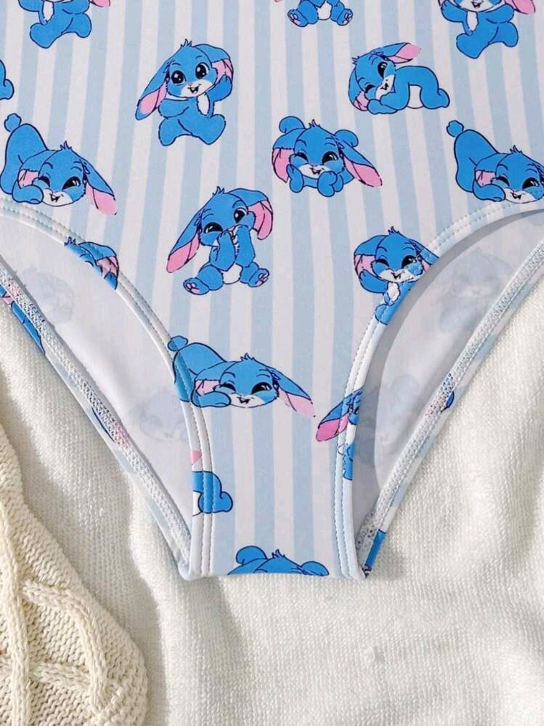 Young Girls Cute Stitch Ruffled One-Piece Swimsuit Kids, KSW-0020