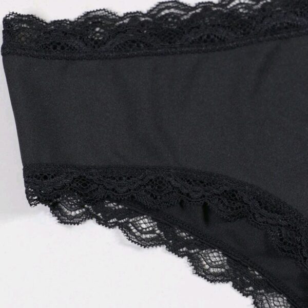 Women's Black Lace Printed Sexy Open Crotch Briefs Panties, WLG-004