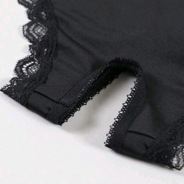 Women's Black Lace Printed Sexy Open Crotch Briefs Panties, WLG-004