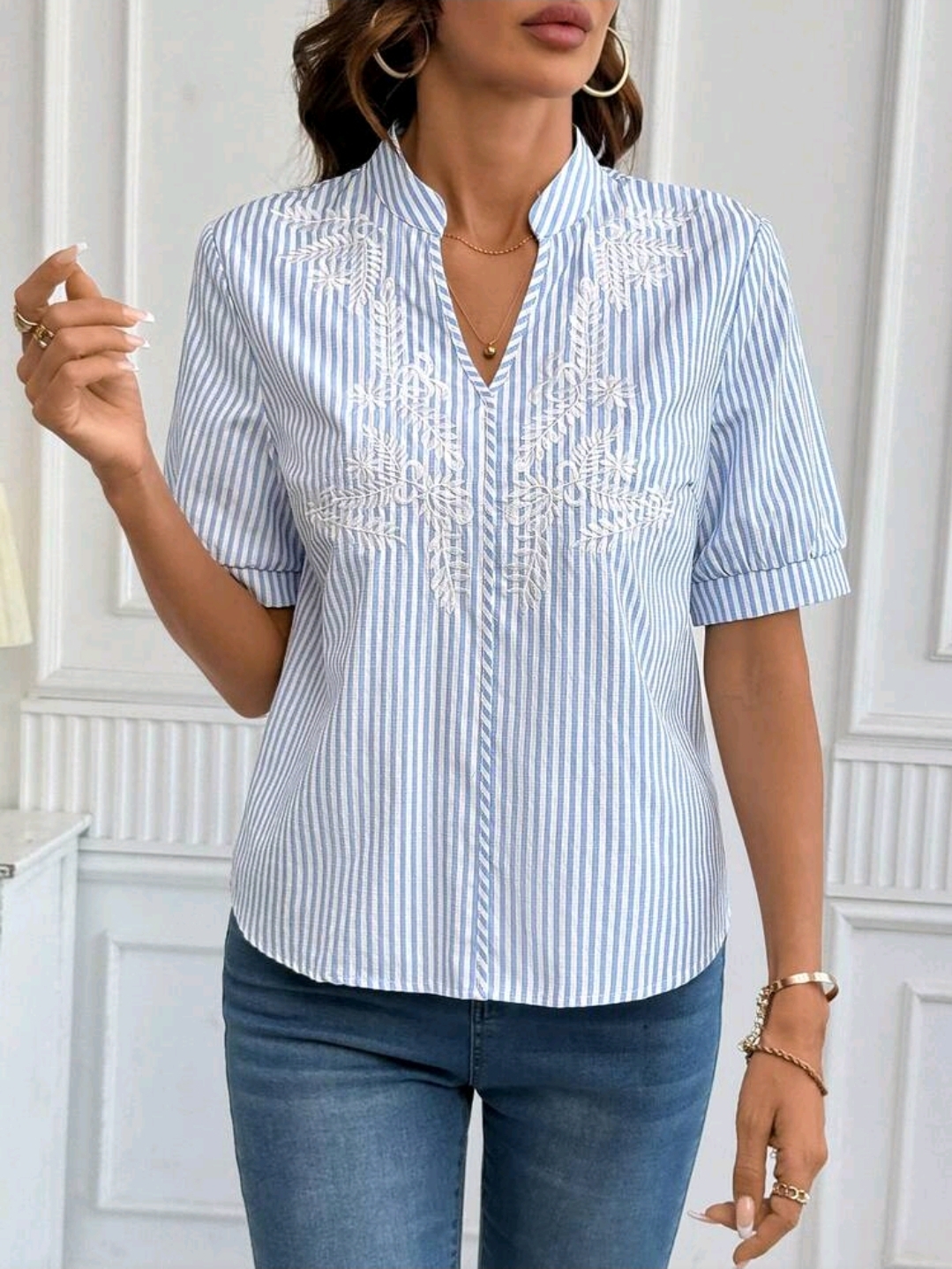 Blue And White Striped Shirt, WTP-001
