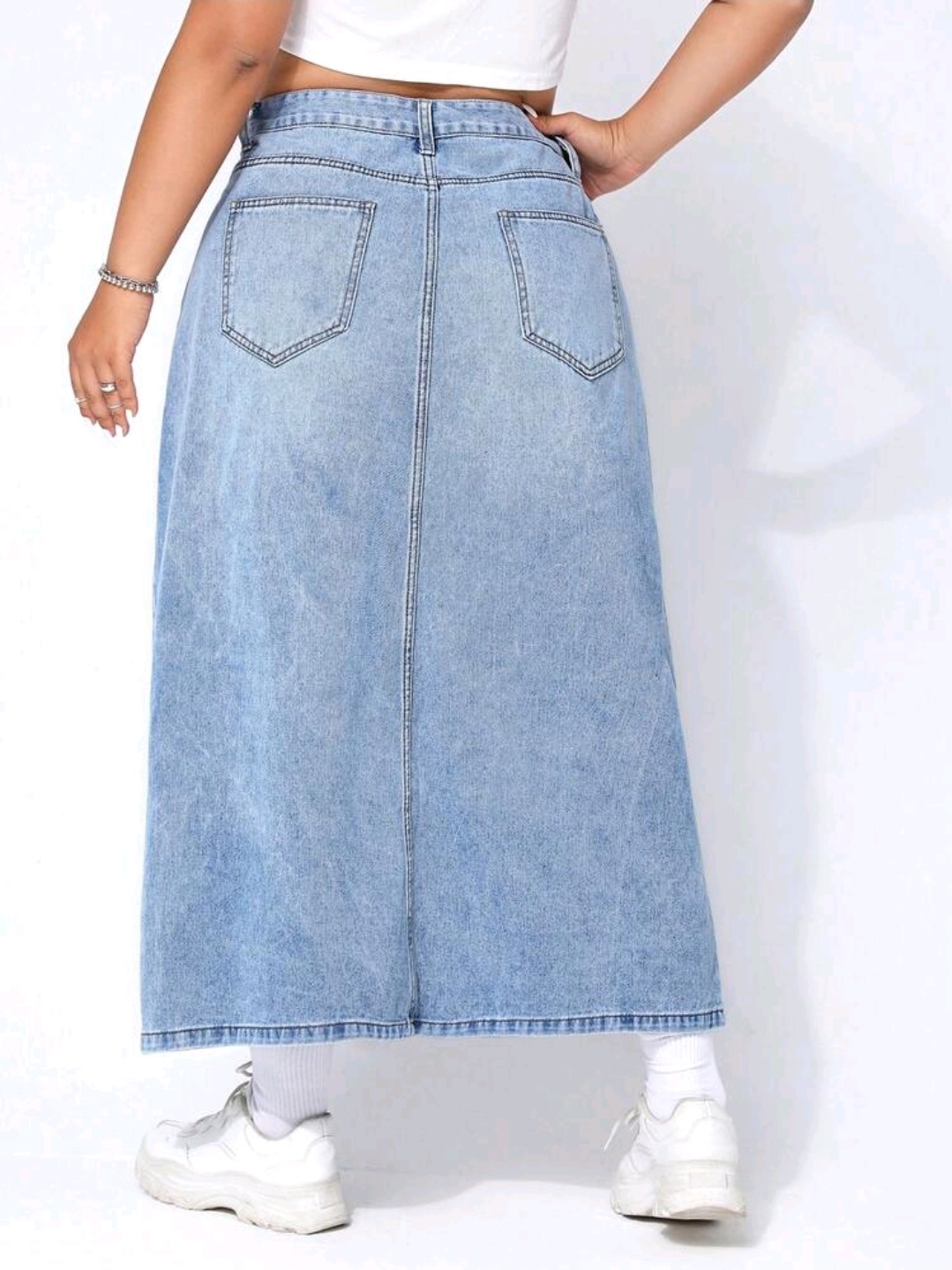 Button Denim Skirt, Summer, WSK-001
