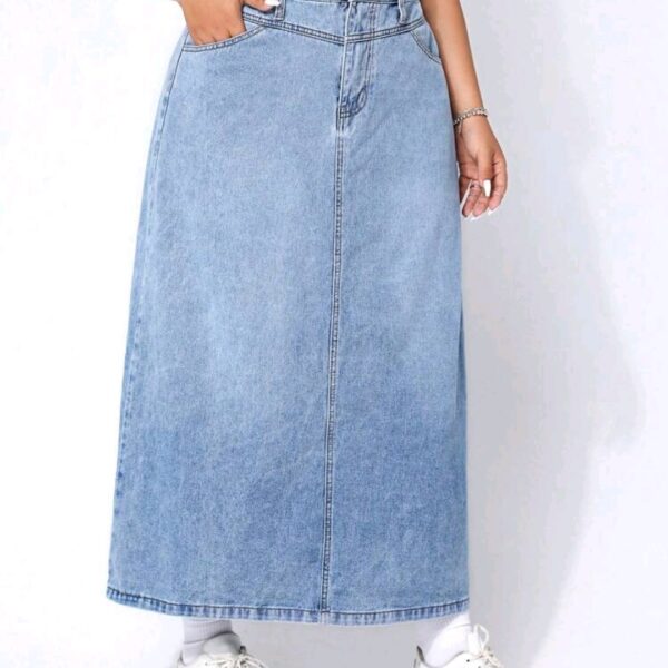 Button Denim Skirt, Summer, WSK-001